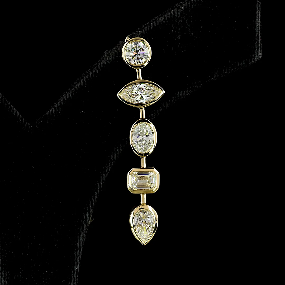 5.17 Cts 14k Yellow Gold Mix Shape Hanging Earring - Image 3