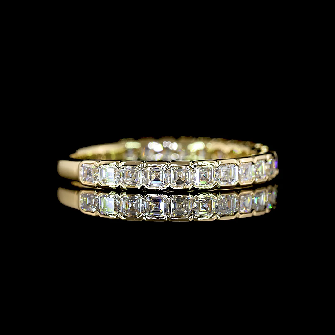 1.1 Cts 14k Yellow Gold Asscher Shape 3/4 Band Eternity Band - Image 2