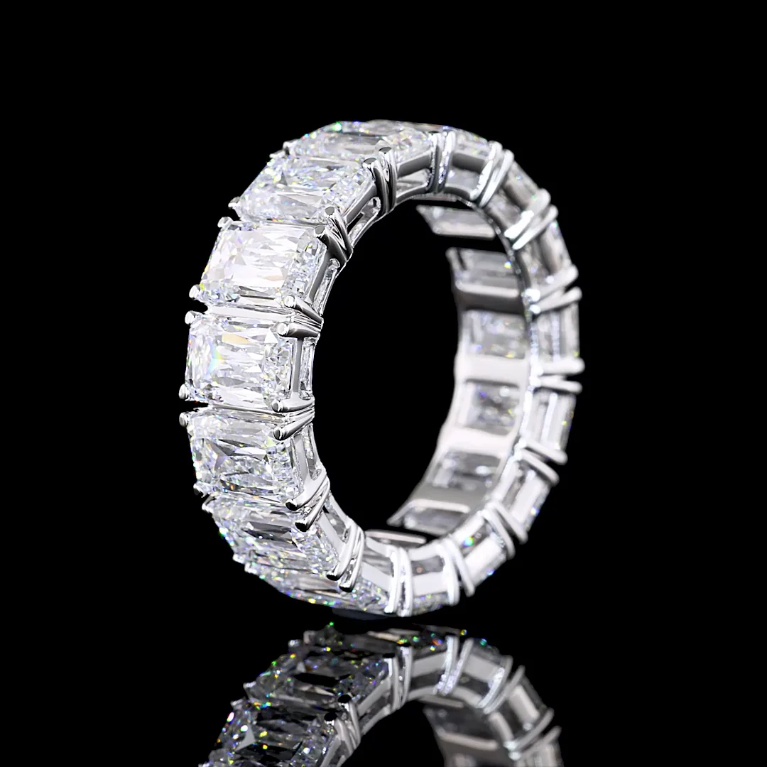 9.24 Cts 18k White Gold Radiant Modified Shape Eternity Band Eternity Band - Image 4