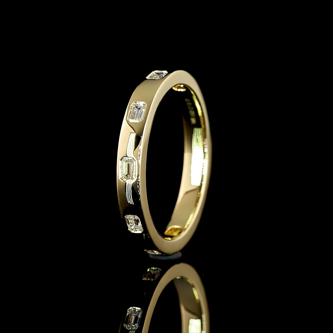 0.34 Cts 14k Yellow Gold Emerald Shape Eternity Band Eternity Band - Image 4