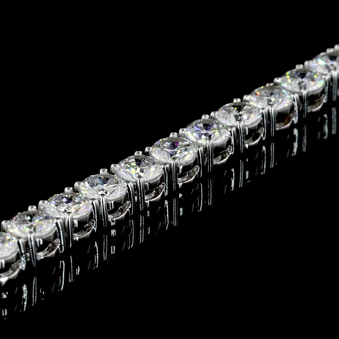 14.69 Cts 14k White Gold Round Shape Tennis Necklace - Image 2