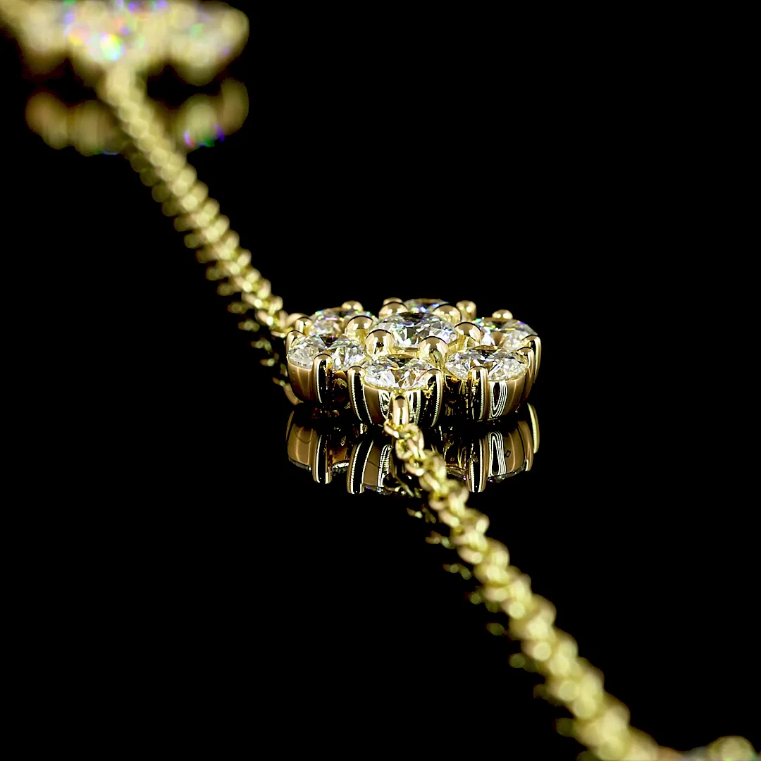 2.88 Cts 18k Yellow Gold Round Shape Station Necklace - Image 2