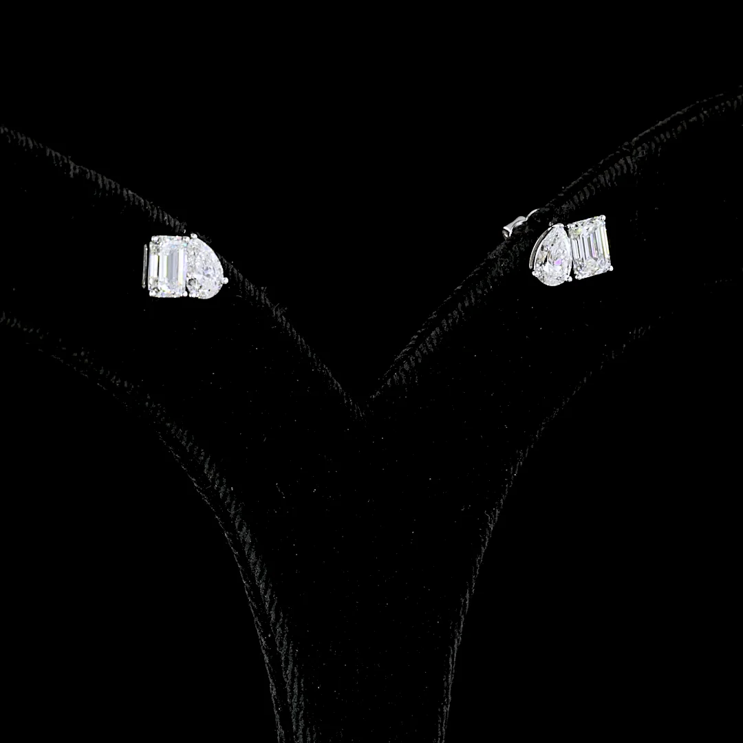 1.77 Cts 14k White Gold Mix Shape Studs Earring - Image 2