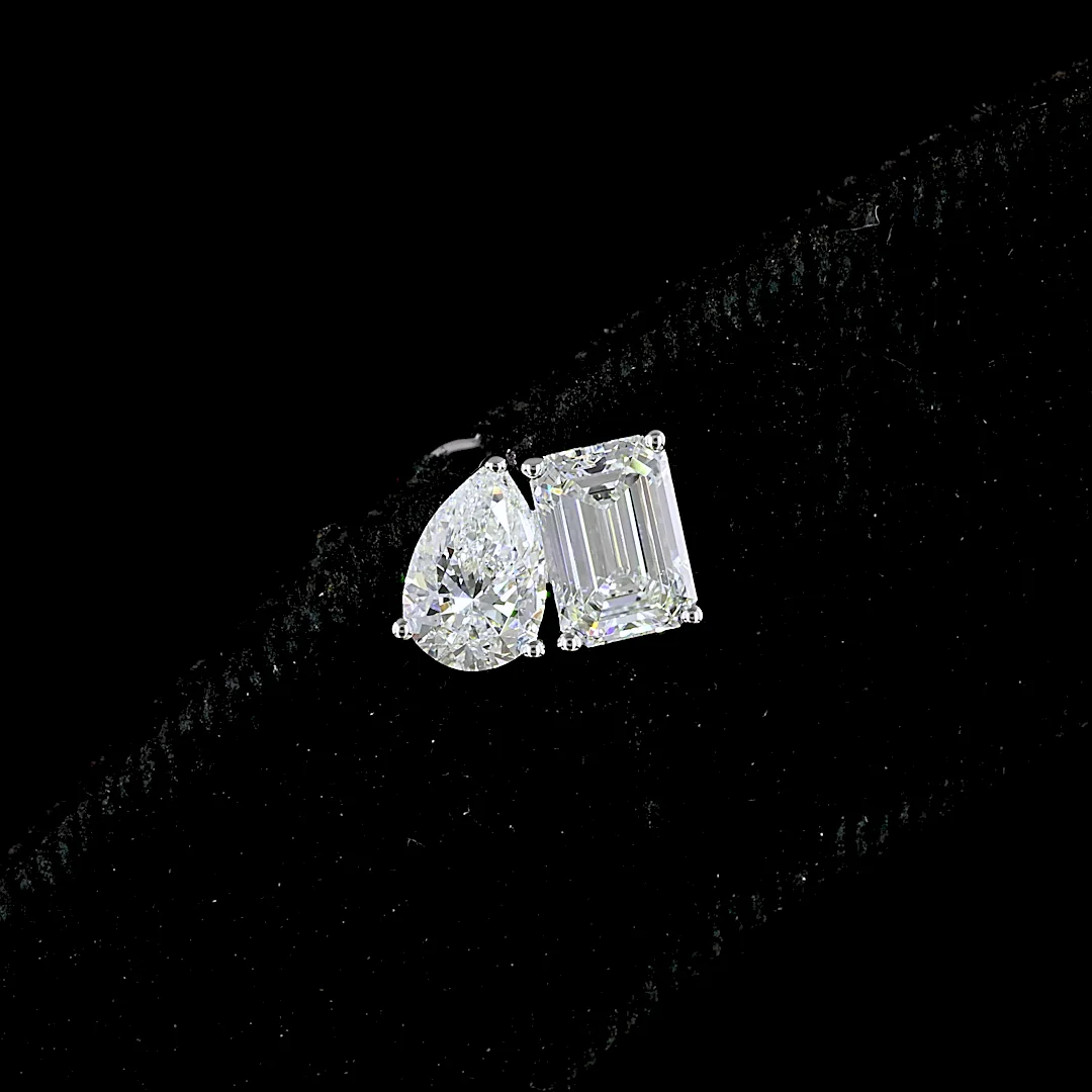 1.77 Cts 14k White Gold Mix Shape Studs Earring - Image 3
