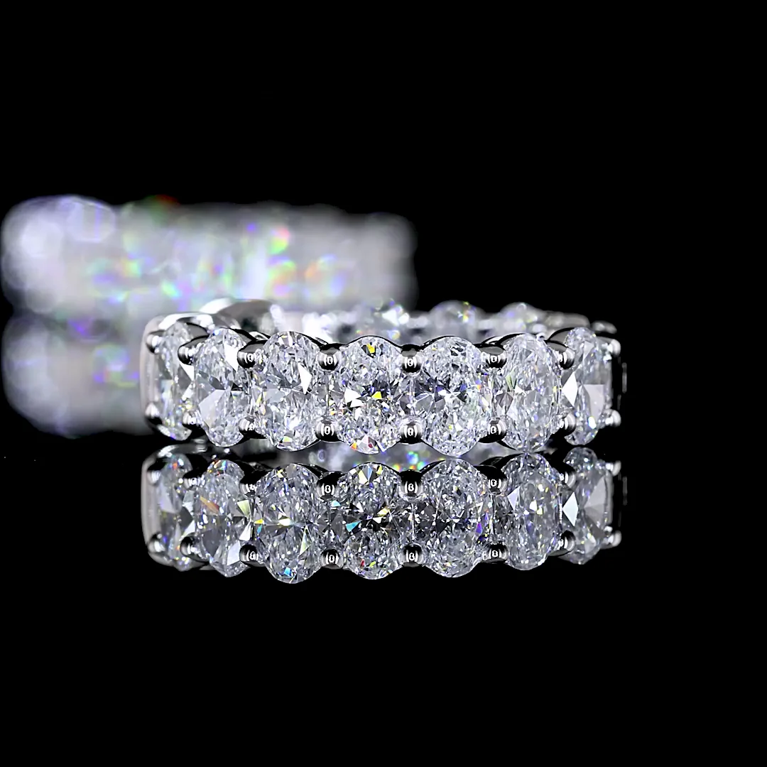 1.54 Cts 14k White Gold Oval Shape Huggies Earring - Image 4