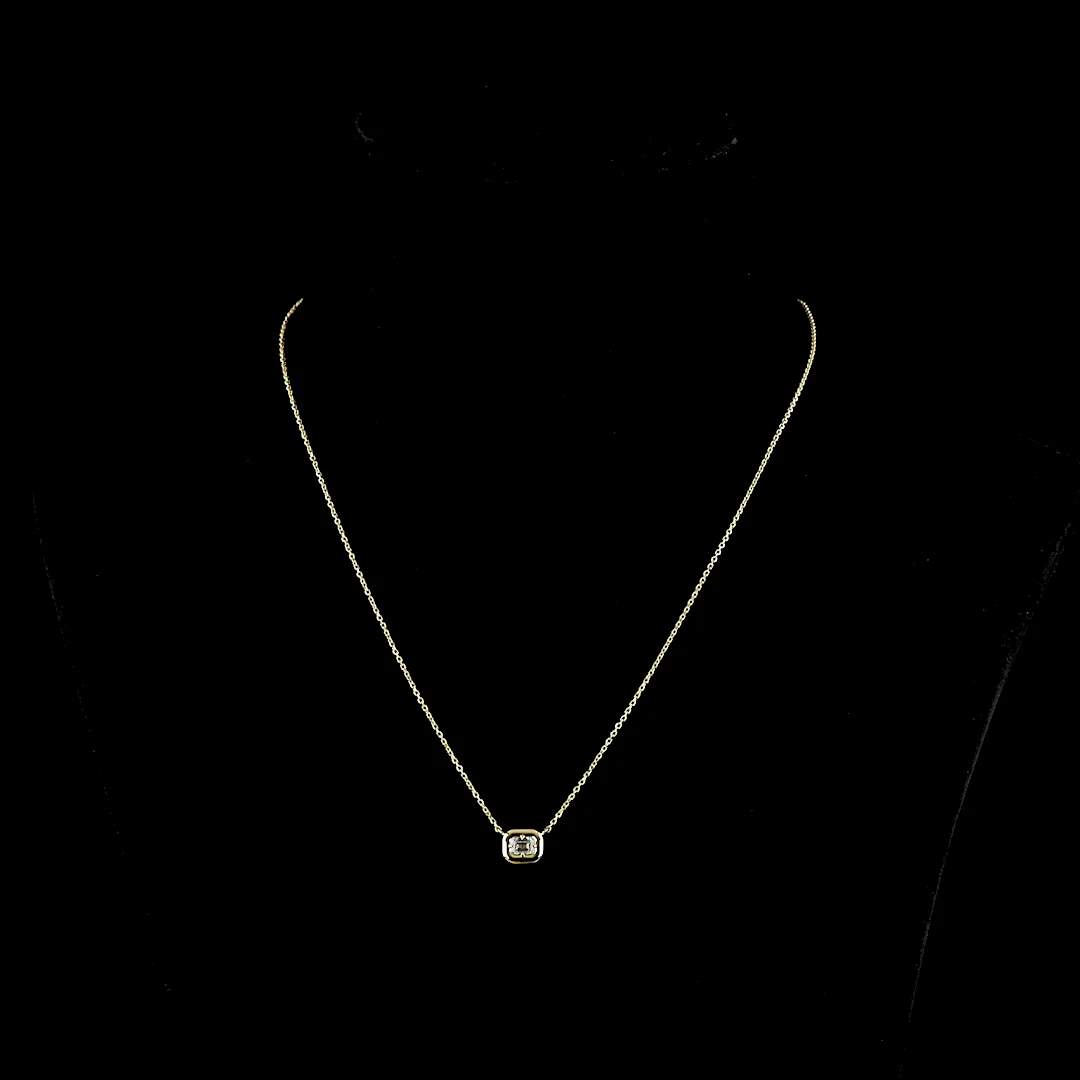 0.26 Cts 14k Yellow Gold Emerald Shape Solitaire Pendant - Video
