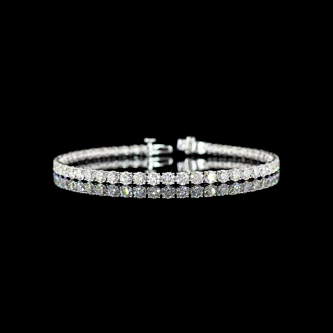 7.42 Cts 14k White Gold Round Shape Tennis Bracelet - Video