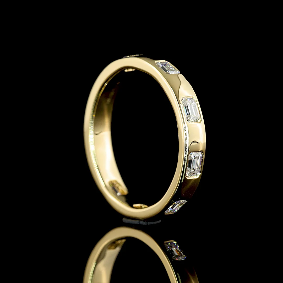 0.66 Cts 14k Yellow Gold Emerald Shape Eternity Band Eternity Band - Image 2