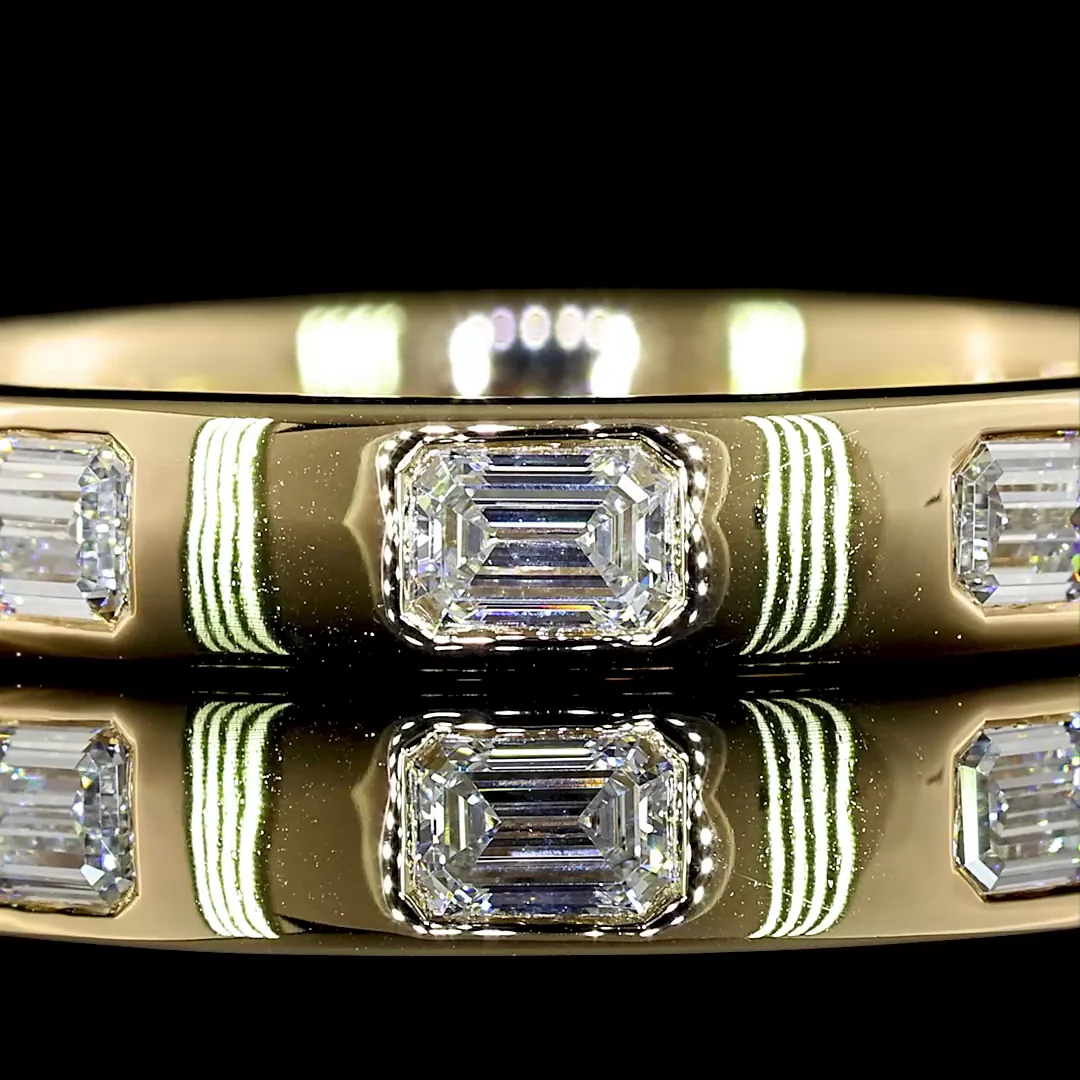 0.66 Cts 14k Yellow Gold Emerald Shape Eternity Band Eternity Band - Image 3