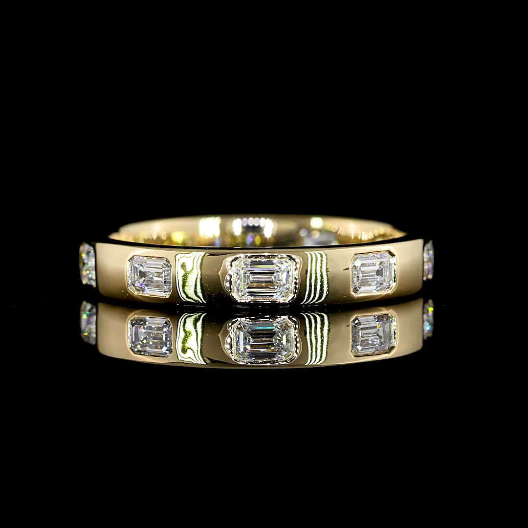 0.66 Cts 14k Yellow Gold Emerald Shape Eternity Band Eternity Band - Video