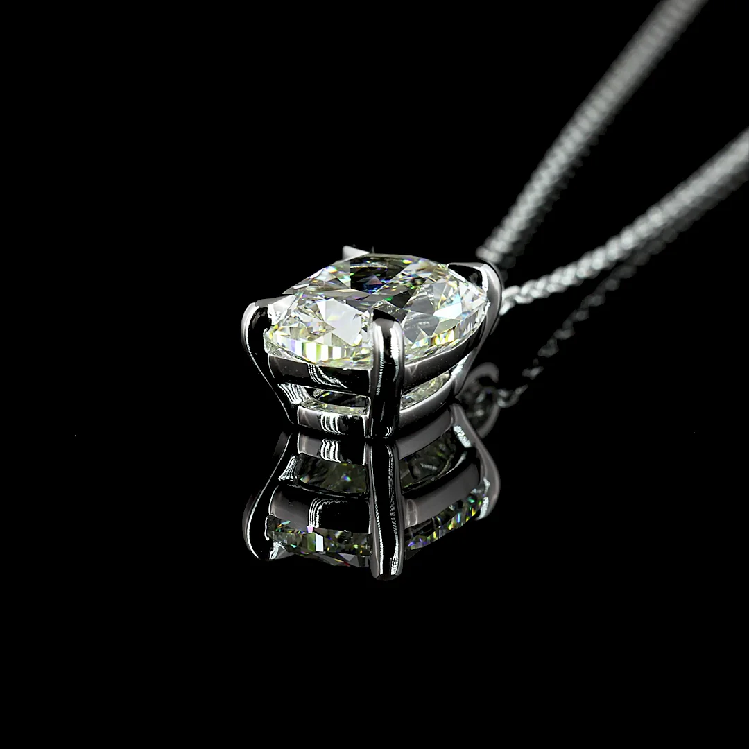 2.51 Cts 14k White Gold Cushion Brilliant Shape Solitaire Pendant - Image 4