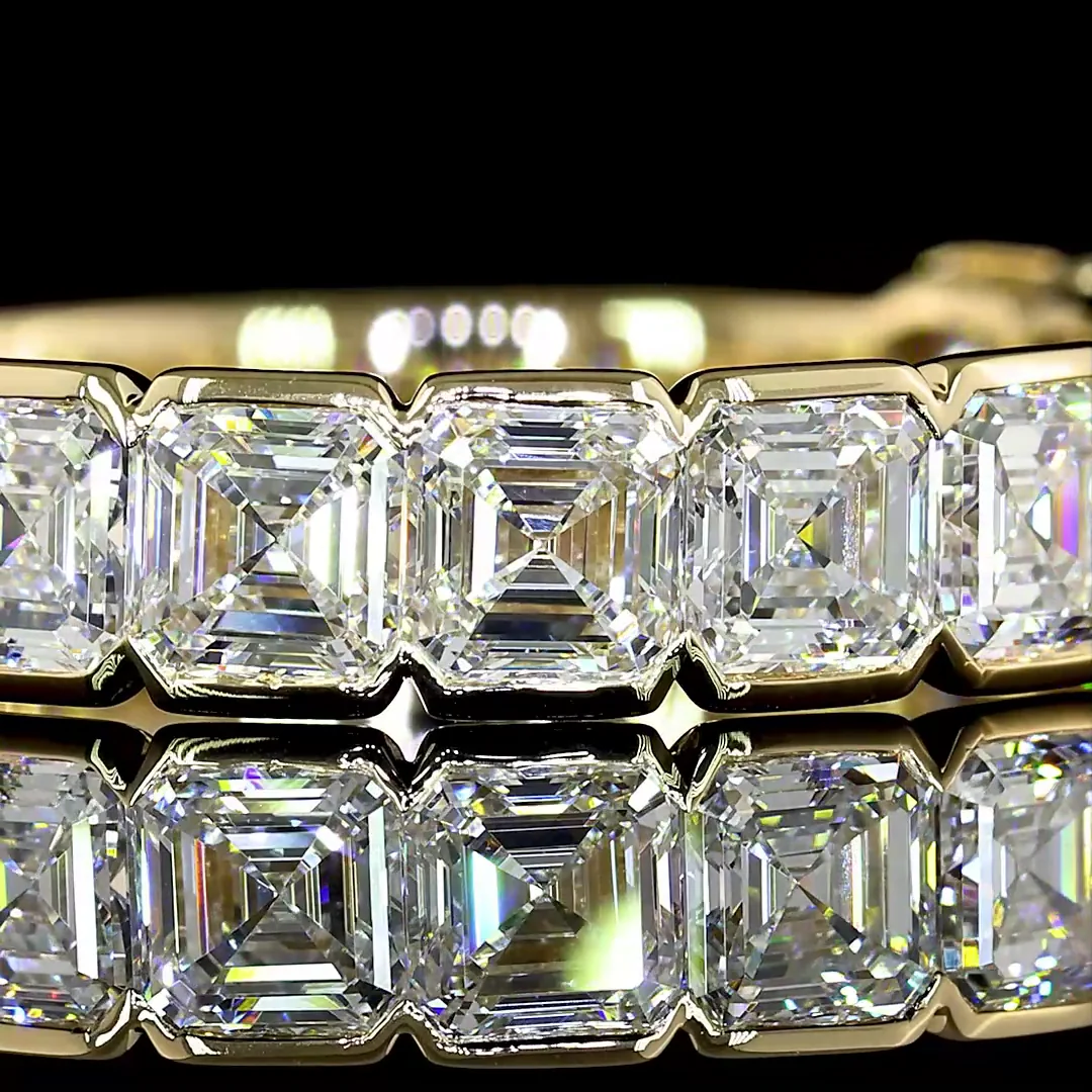 2.97 Cts 14k Yellow Gold Asscher Shape 3/4 Band Eternity Band - Image 3