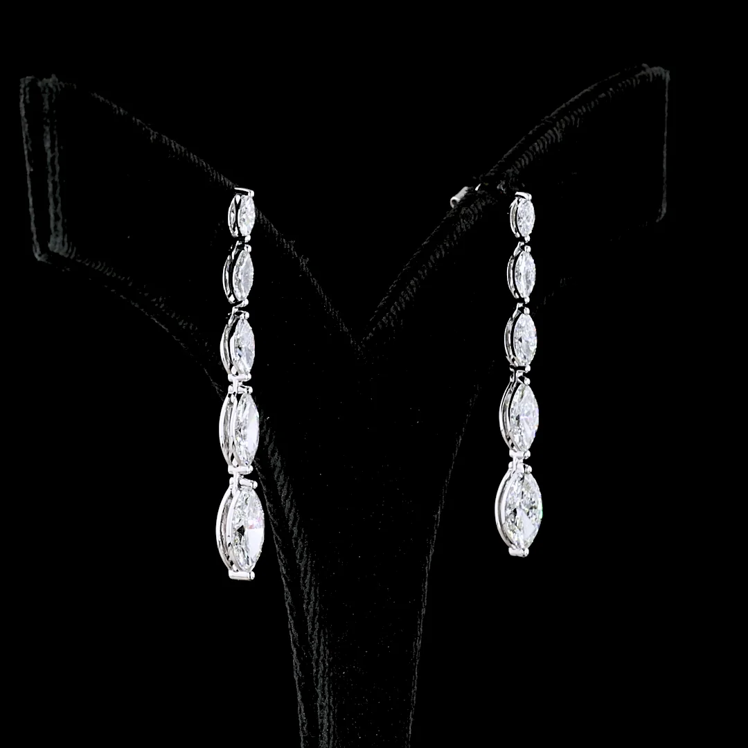 3.56 Cts 14k White Gold Marquise Shape Hanging Earring - Image 2