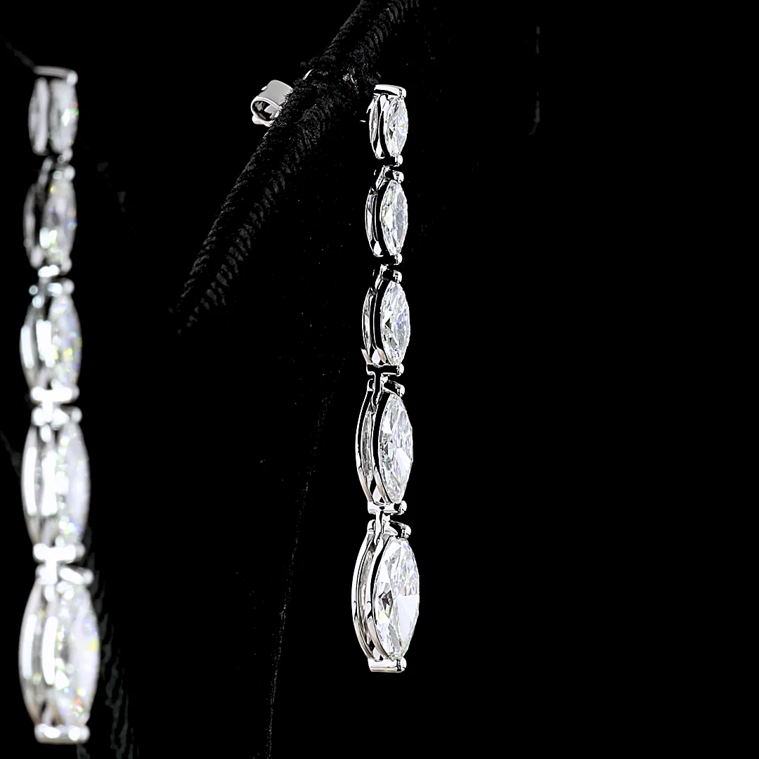 3.56 Cts 14k White Gold Marquise Shape Hanging Earring - Image 4