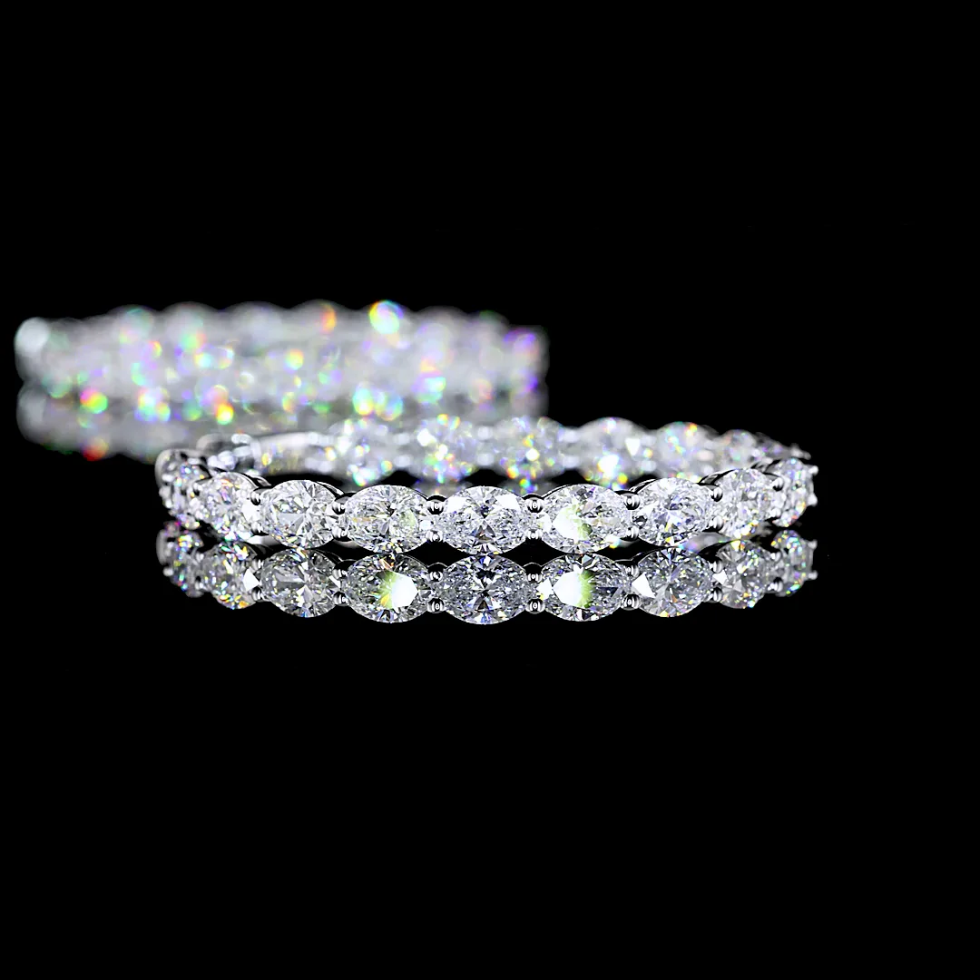 7.72 Cts 14k White Gold Oval Shape Hoops Earring - Image 4