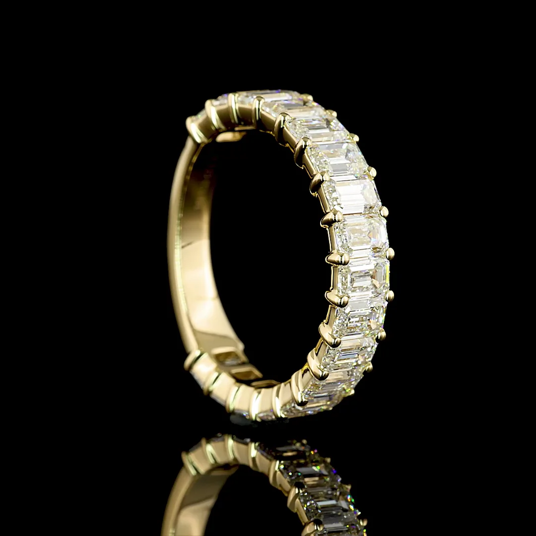 3.1 Cts 14k Yellow Gold Emerald Shape 3/4 Band Eternity Band - Image 2