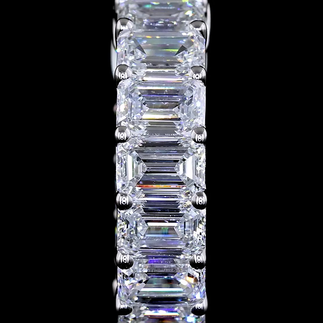 2.54 Cts 14k White Gold Emerald Shape Huggies Earring - Image 2