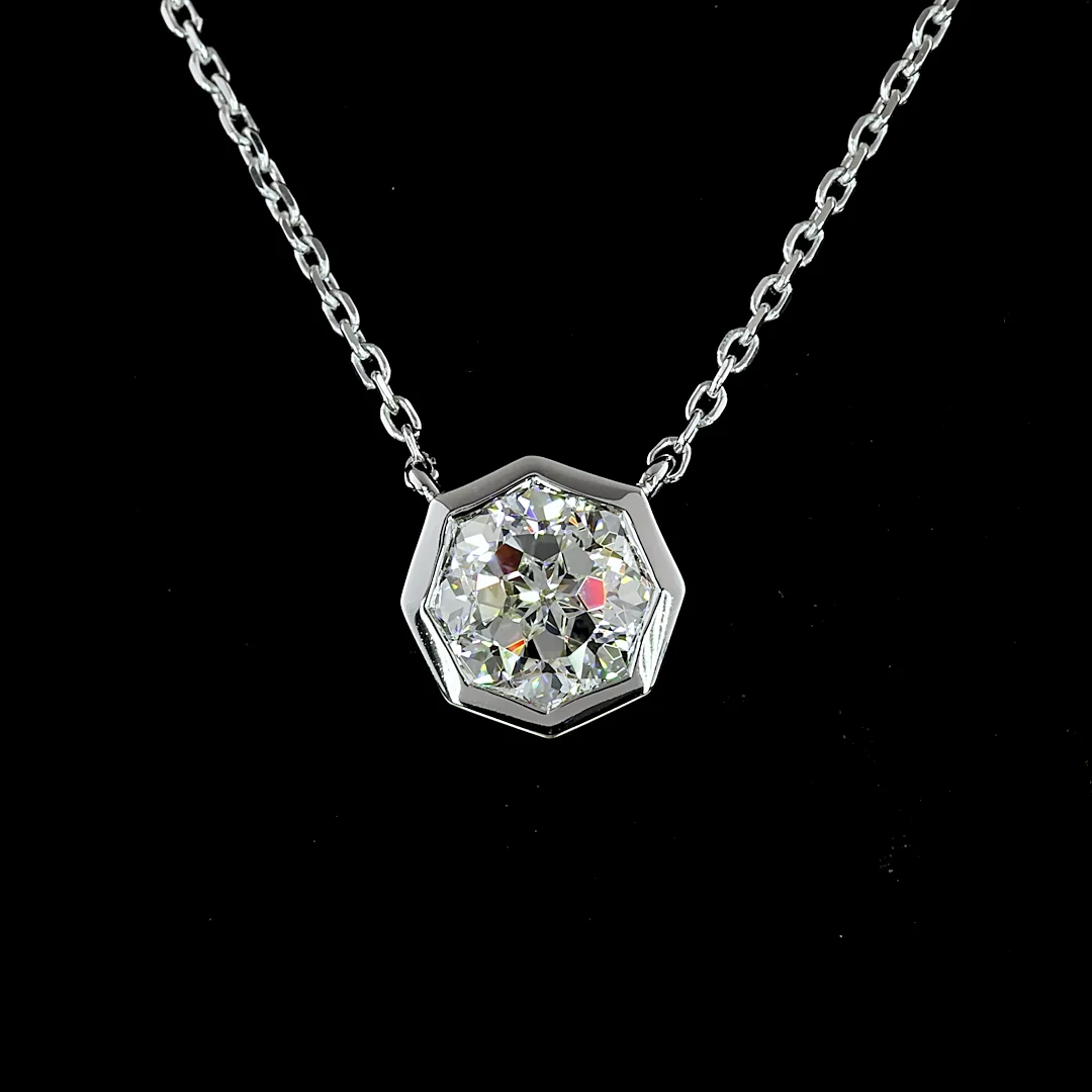 1.5 Cts 14k White Gold Octagon Shape Solitaire Pendant - Image 3