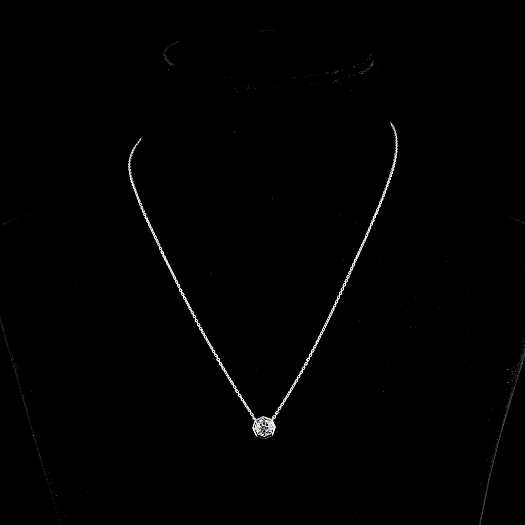 1.5 Cts 14k White Gold Octagon Shape Solitaire Pendant - Video
