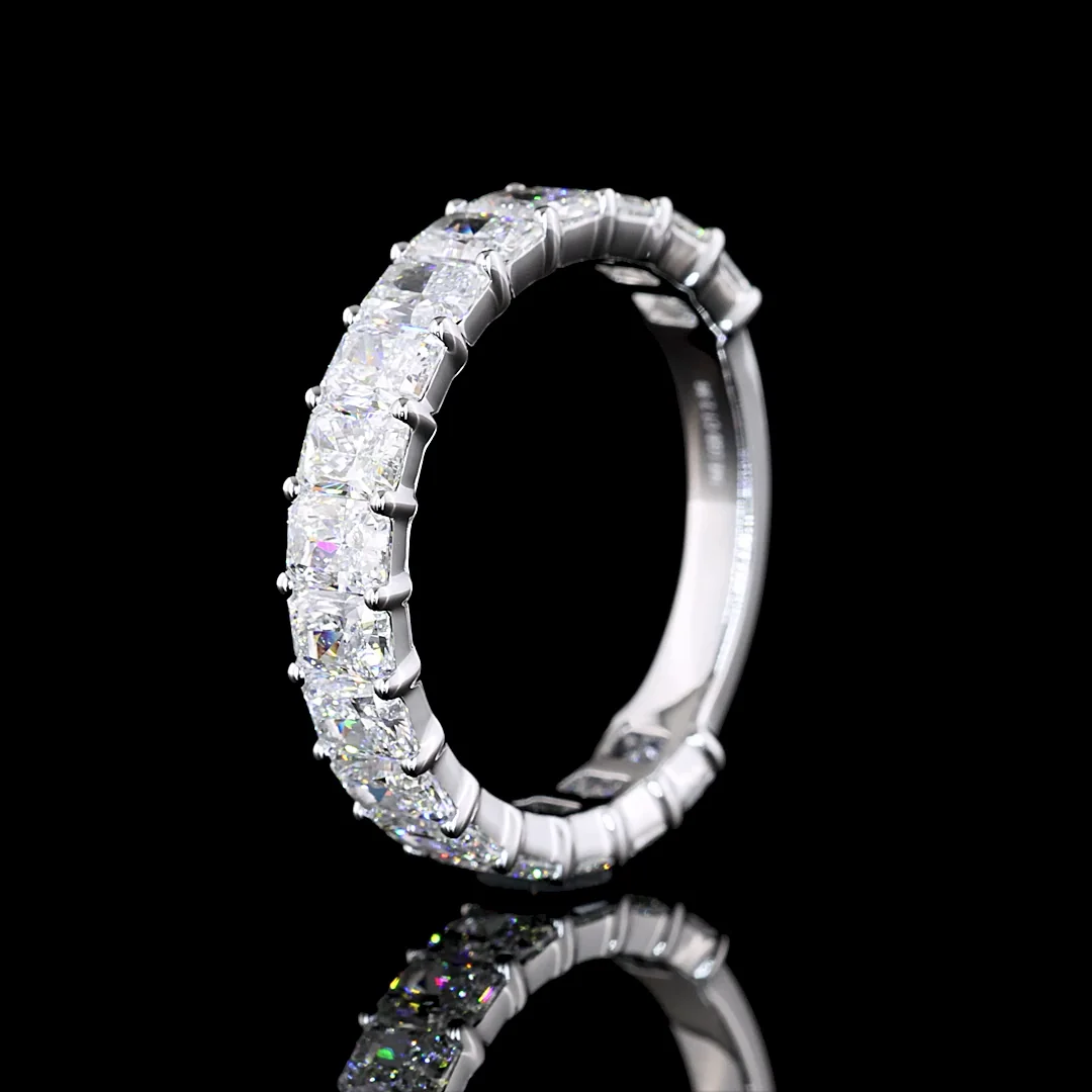 4.08 Cts 14k White Gold Radiant Shape 3/4 Band Eternity Band - Image 4