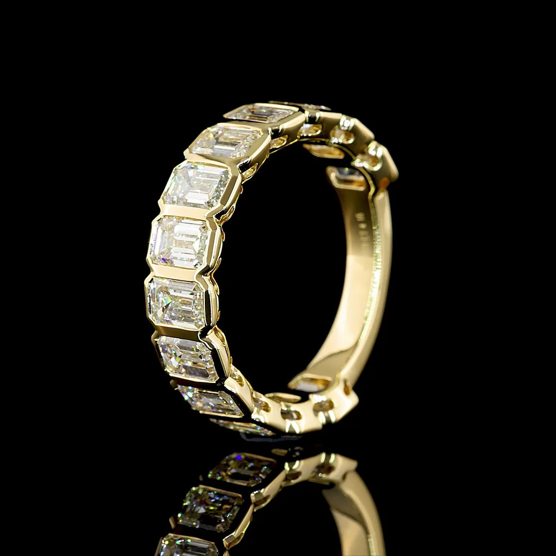 4.15 Cts 14k Yellow Gold Emerald Shape 3/4 Band Eternity Band - Image 4
