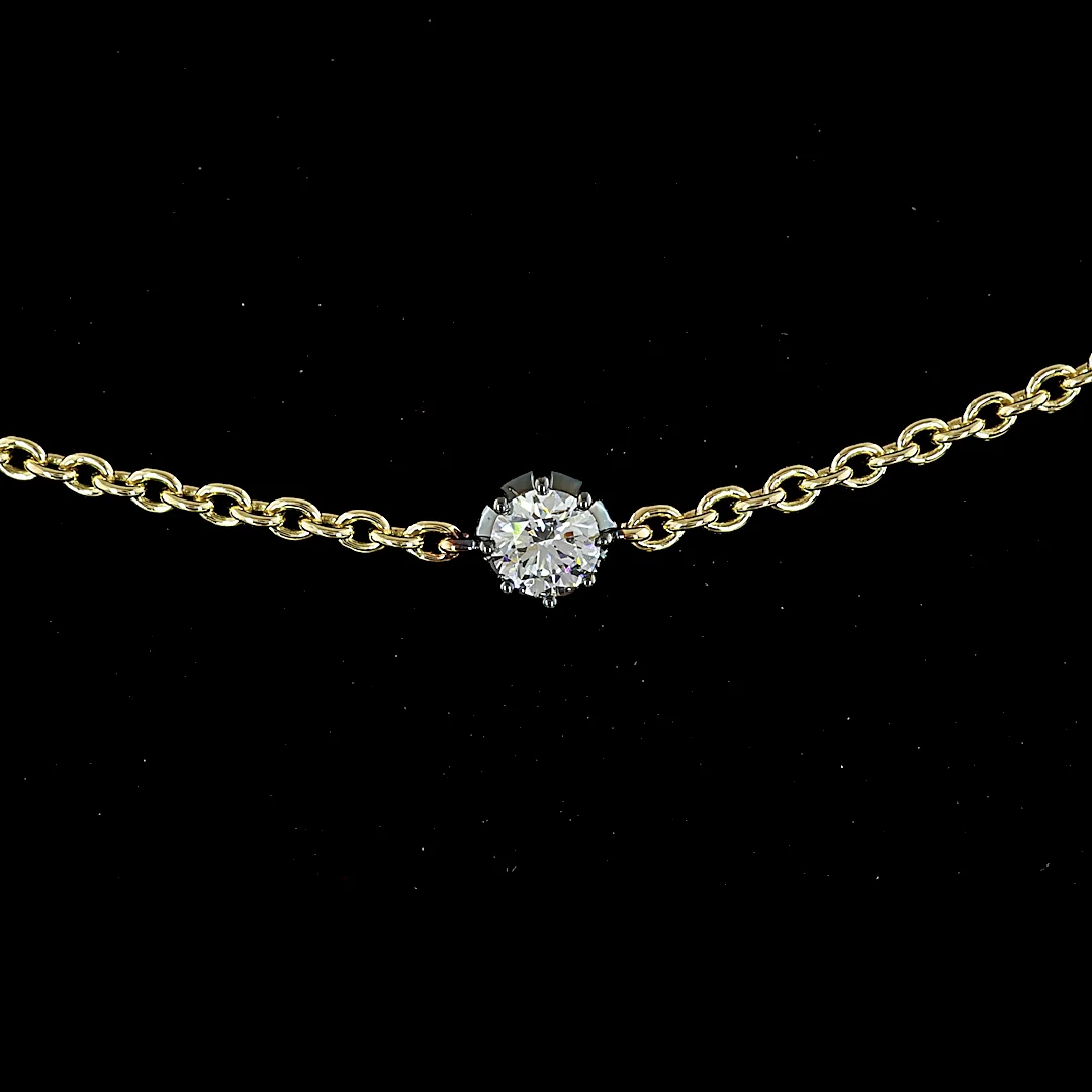 1.85 Cts 14k Two Tone Round Shape Station Necklace - Image 3