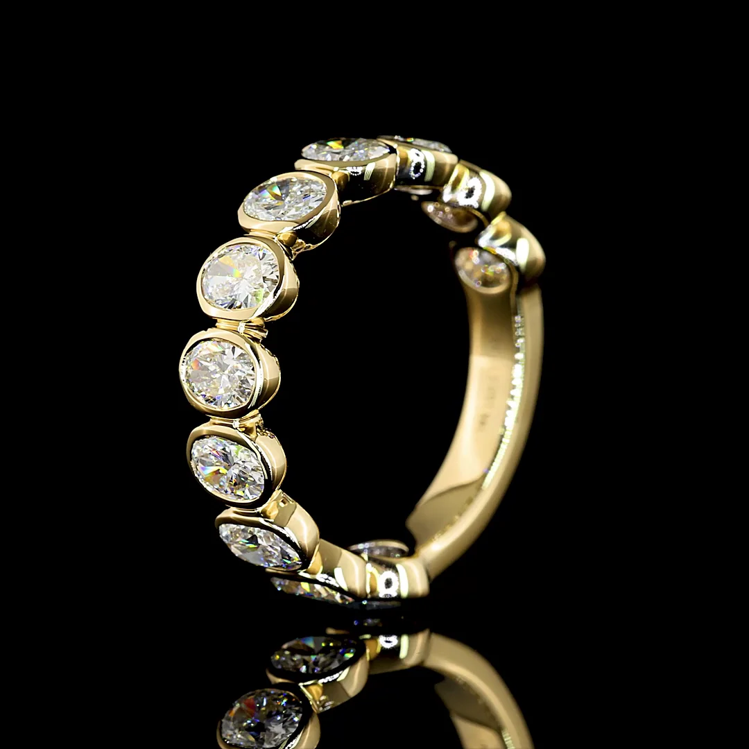 1.55 Cts 14k Yellow Gold Oval Shape 3/4 Band Eternity Band - Image 4