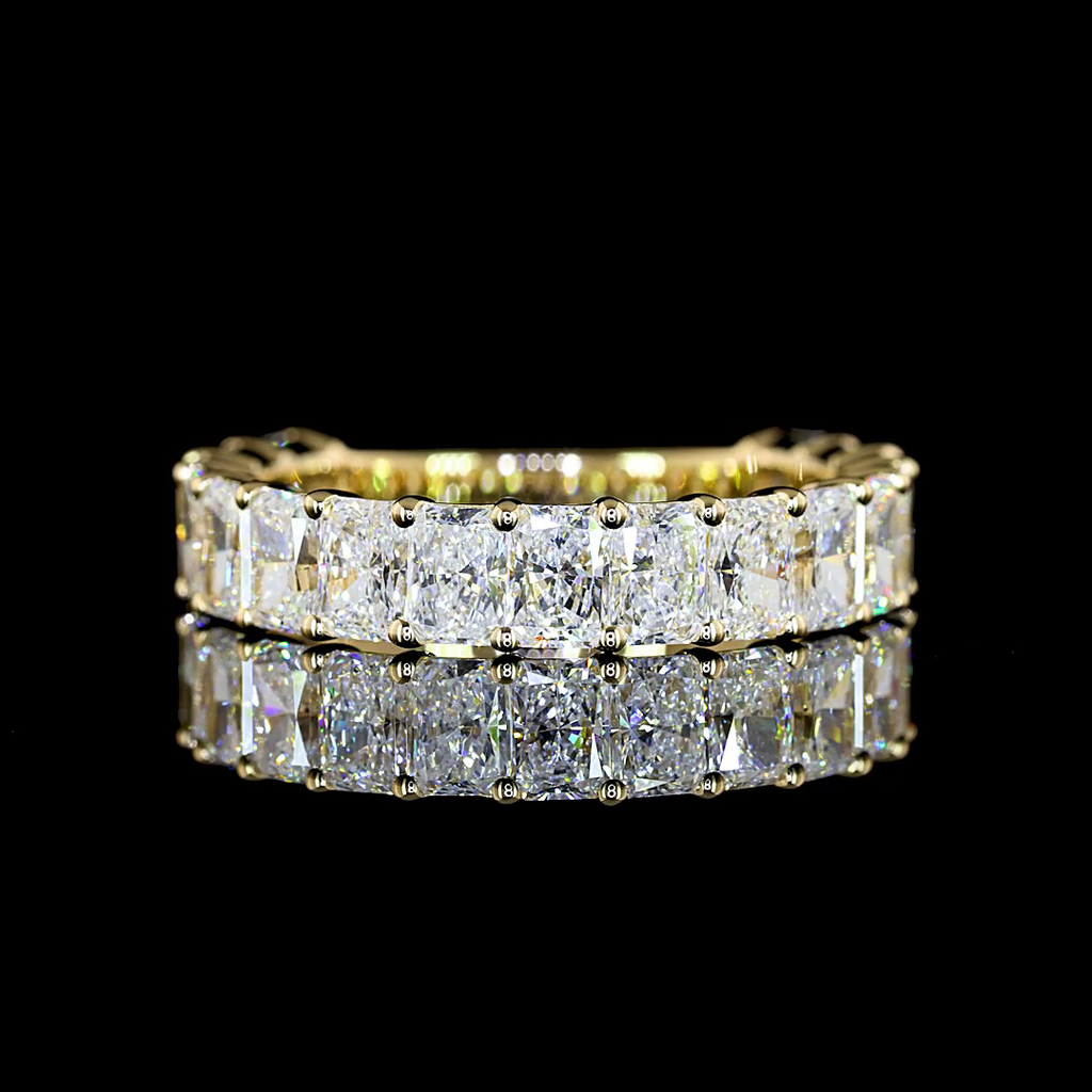 2.99 Cts 14k Yellow Gold Radiant Shape 3/4 Band Eternity Band - Video