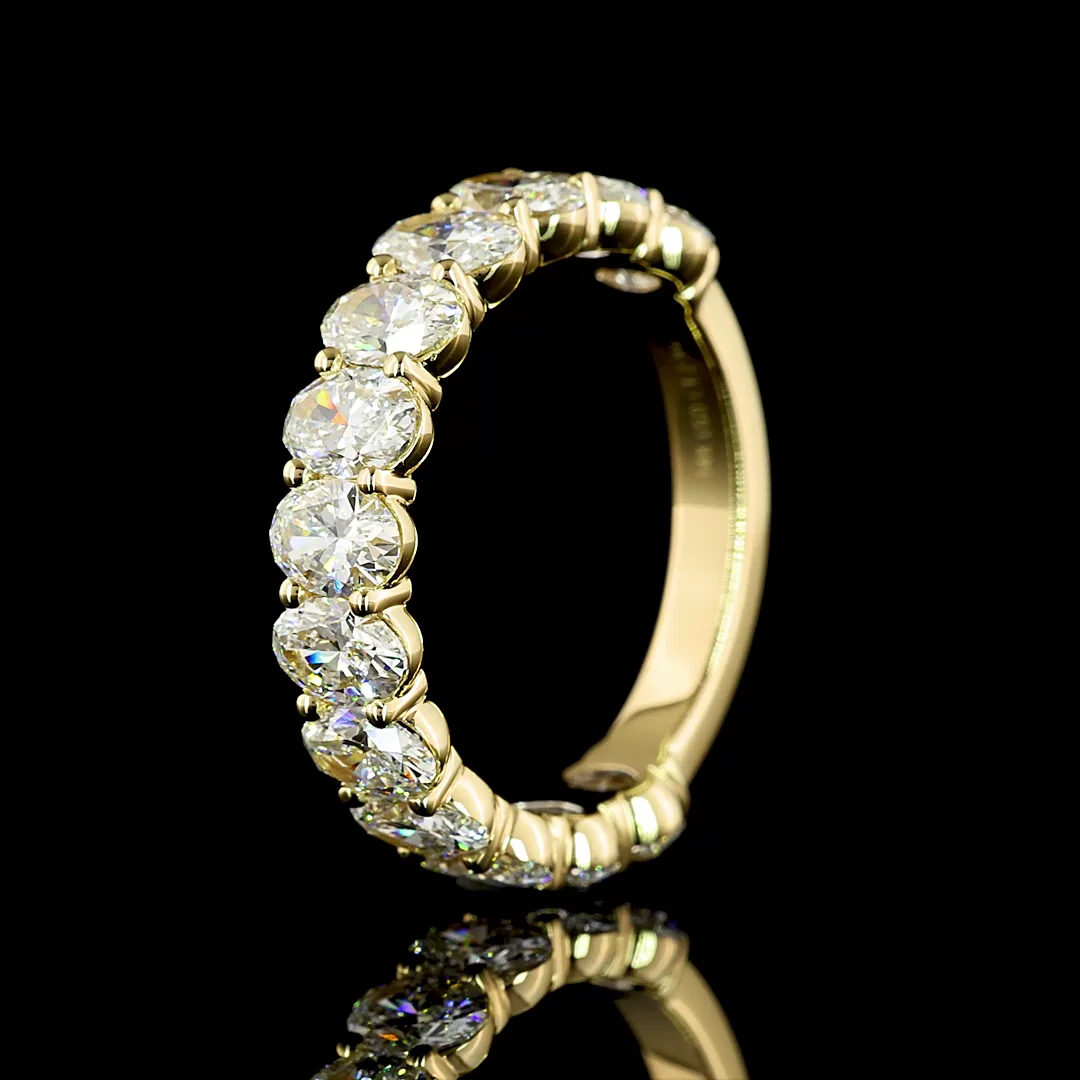 2.94 Cts 14k Yellow Gold Oval Shape 3/4 Band Eternity Band - Image 4