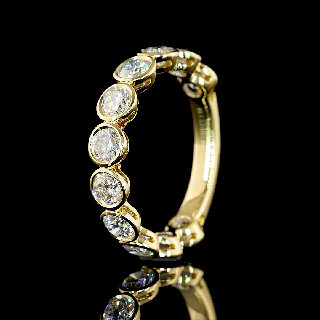 1.94 Cts 14k Yellow Gold Round Shape 3/4 Band Eternity Band - Image 4