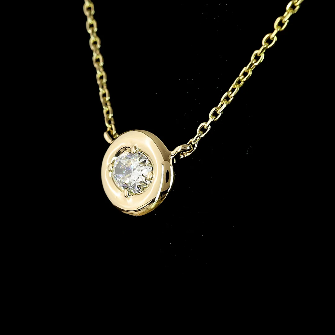 0.25 Cts 14k Yellow Gold Oval Shape Solitaire Pendant - Image 4