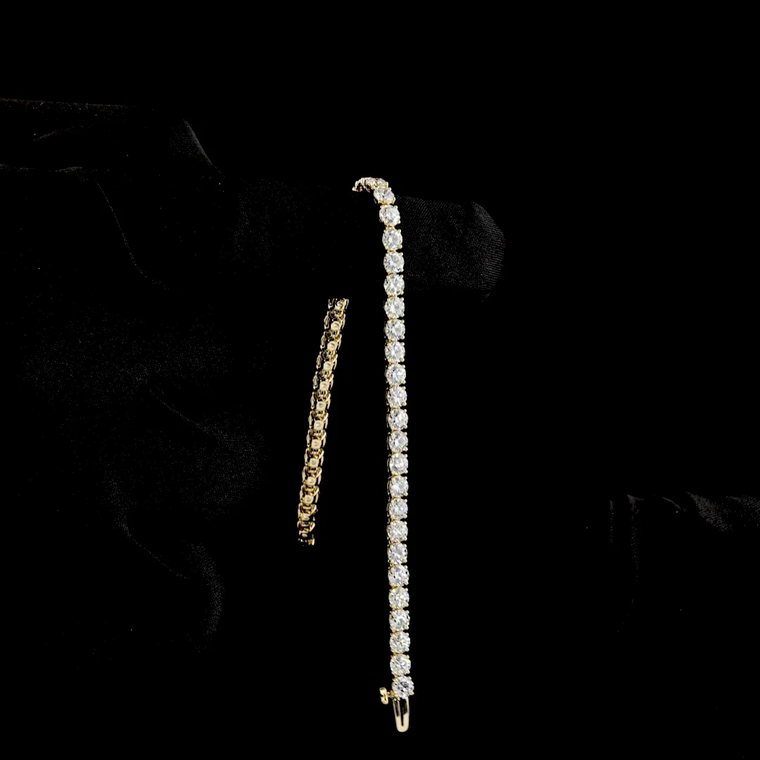6.9 Cts 14k Yellow Gold Round Shape Tennis Bracelet - Image 3