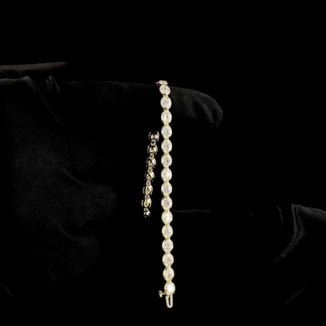 5.79 Cts 14k Yellow Gold Oval Shape Tennis Bracelet - Image 3