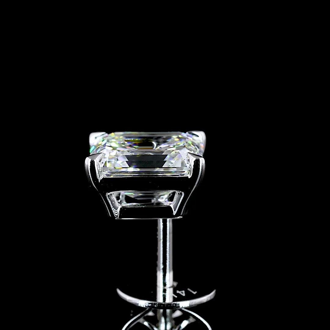 1.81 Cts 14k White Gold Emerald Shape Studs Earring - Image 4