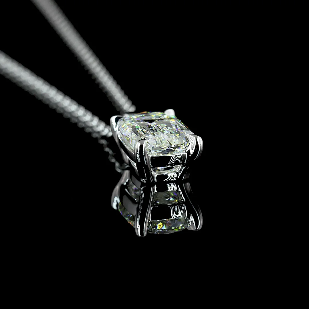 1.61 Cts 14k White Gold Radiant Shape Solitaire Pendant - Image 2