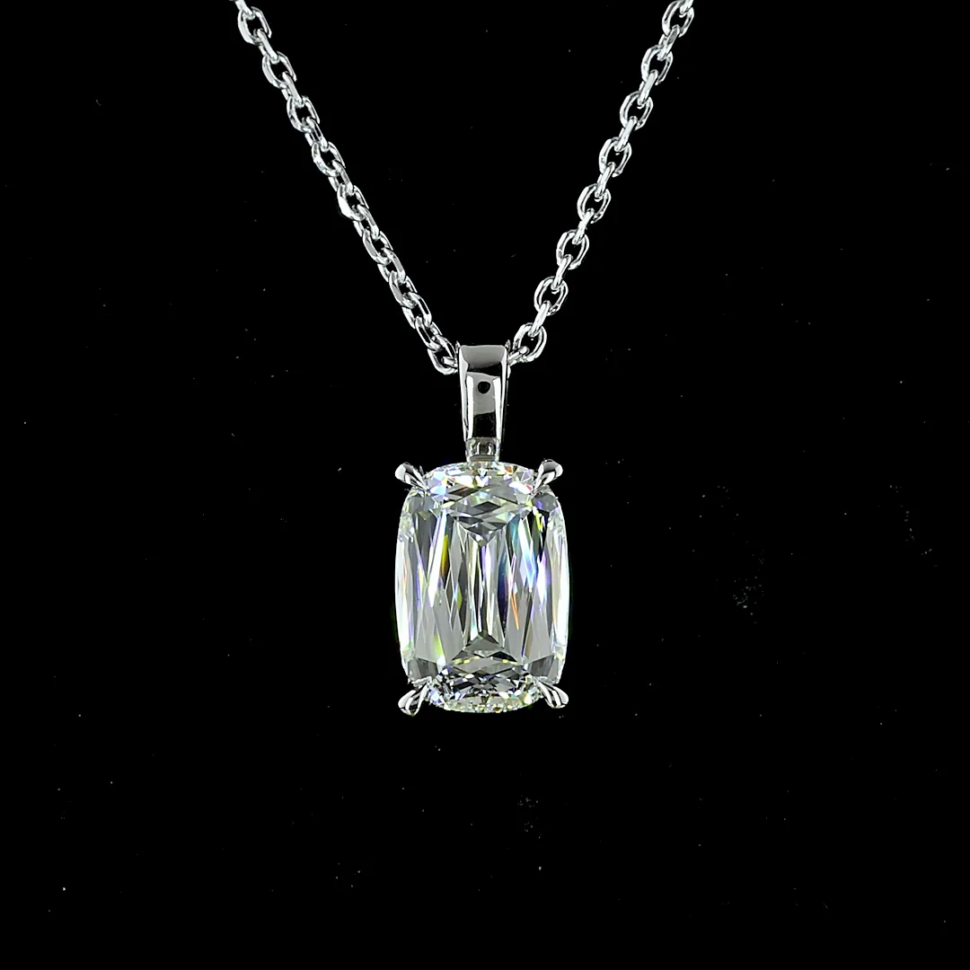 1.61 Cts 14k White Gold Radiant Shape Solitaire Pendant - Image 3