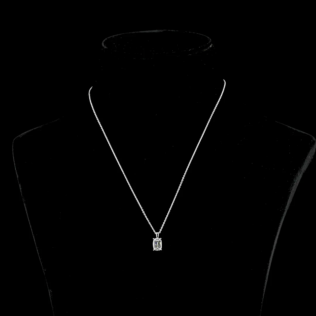 1.61 Cts 14k White Gold Radiant Shape Solitaire Pendant - Video