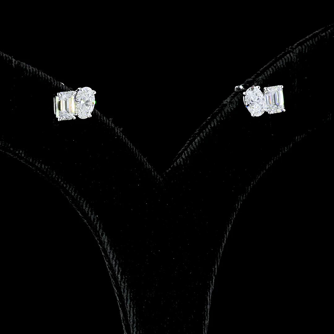 1.96 Cts 14k White Gold Mix Shape Studs Earring - Image 2