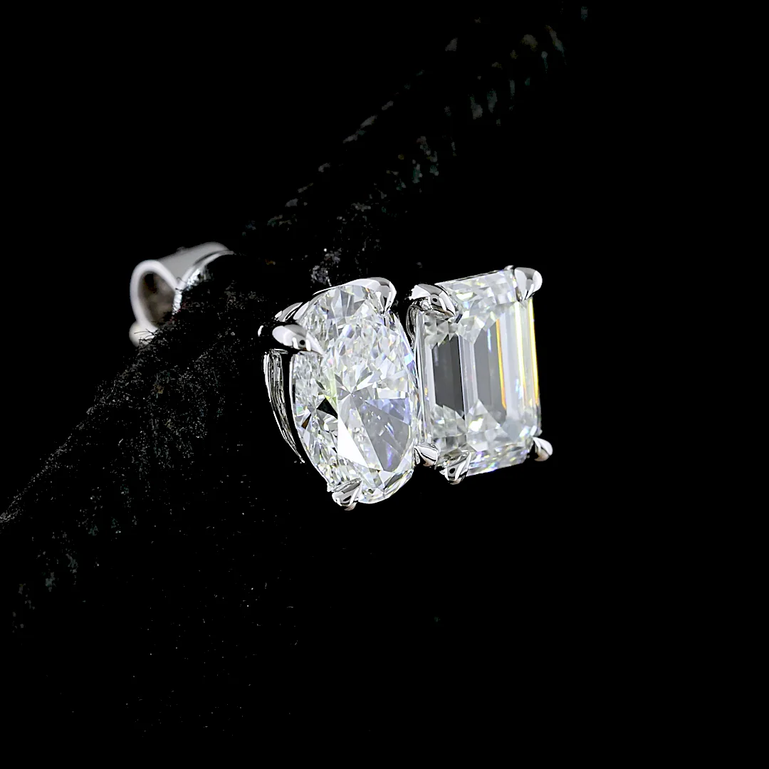 1.96 Cts 14k White Gold Mix Shape Studs Earring - Image 4