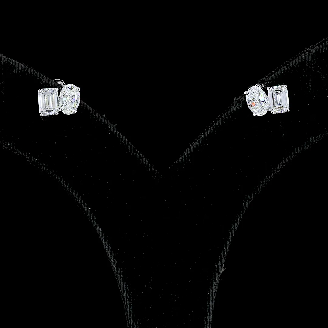 1.96 Cts 14k White Gold Mix Shape Studs Earring - Video