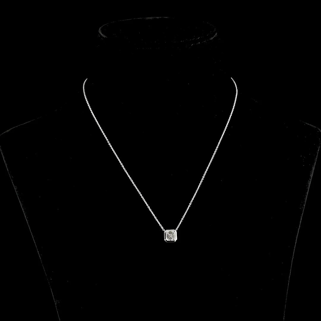 1.34 Cts 14k White Gold Asscher Shape Solitaire Pendant - Video
