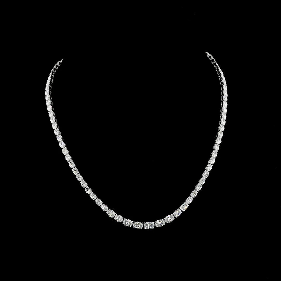 12.56 Cts 14k White Gold Oval Shape Riviera Necklace - Video