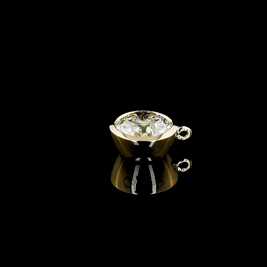 1.05 Cts 14k Yellow Gold Round Shape Solitaire Pendant - Image 3