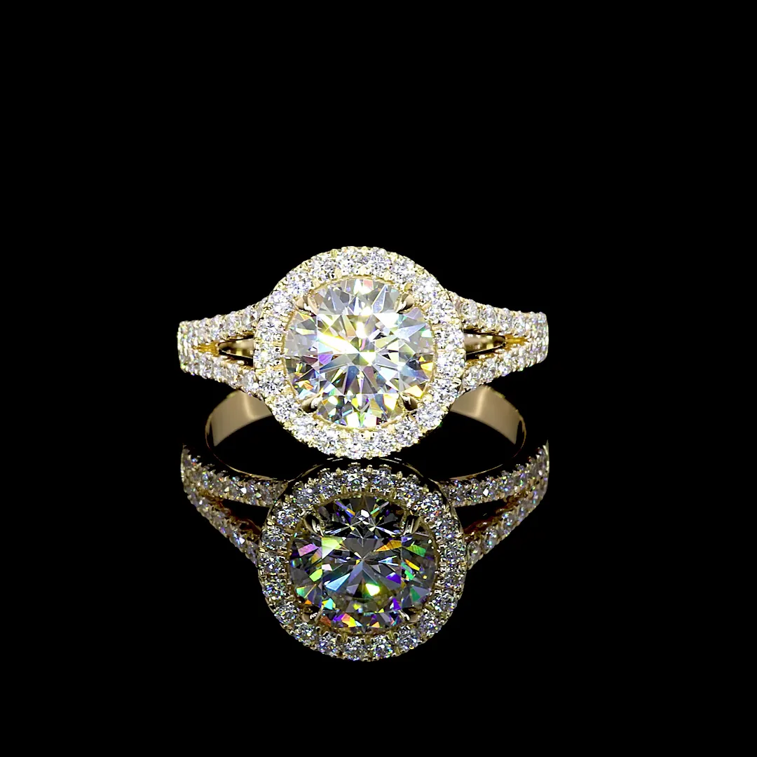 2.02 Cts 14k Yellow Gold Round Shape Split Shank Ring - Video