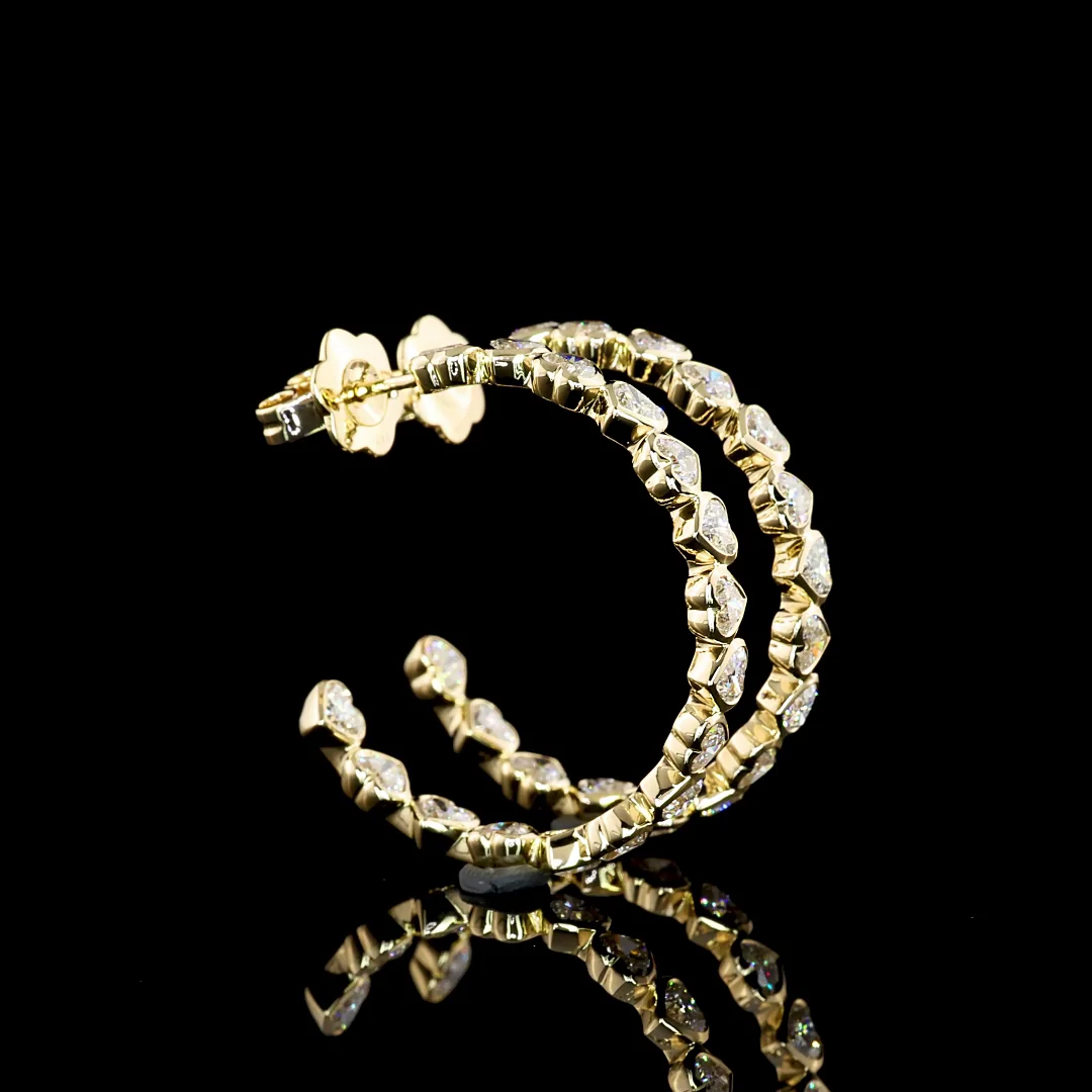 3.34 Cts 14k Yellow Gold Heart Shape C Hoops Earring - Video