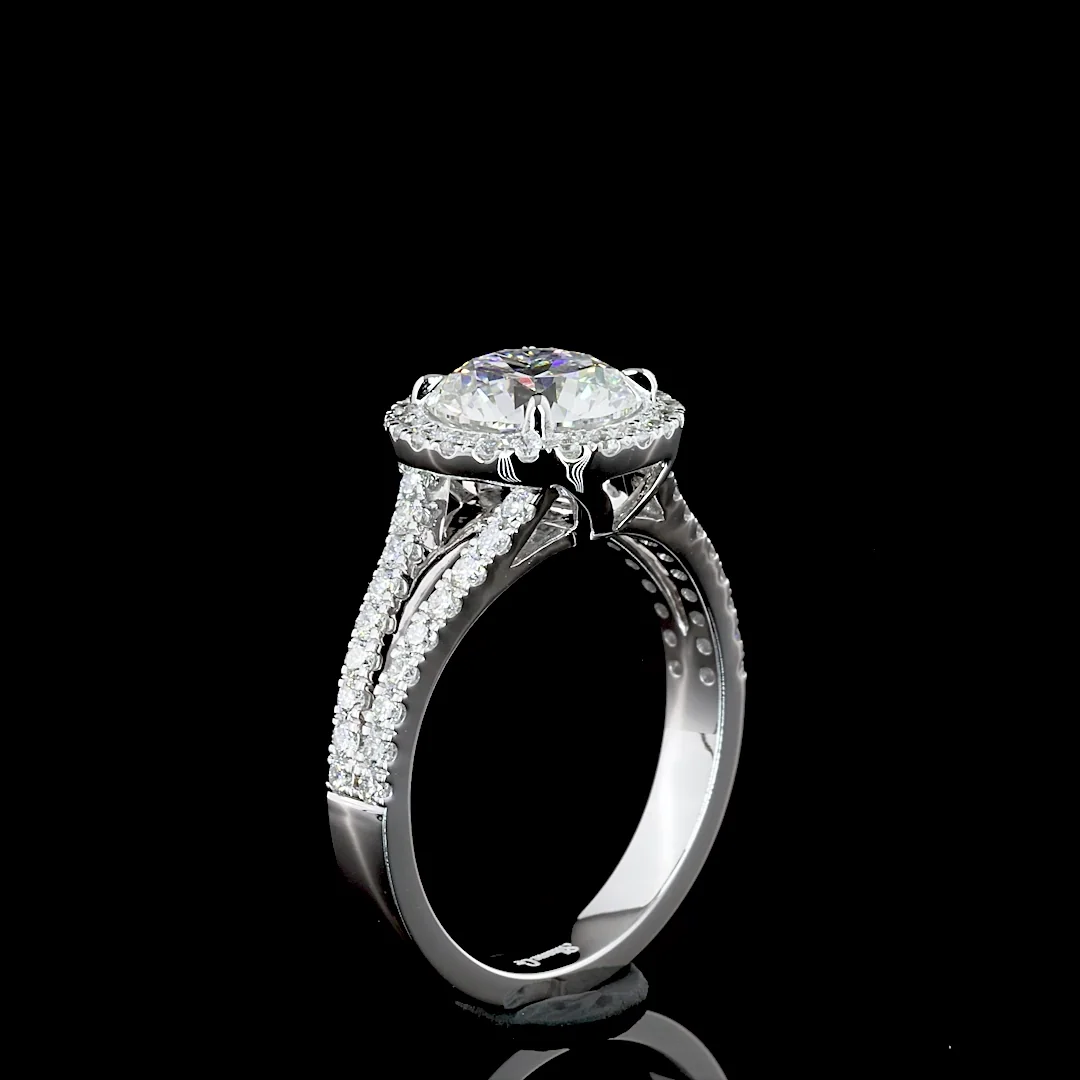 2.56 Cts 14k White Gold Round Shape Split Shank Ring - Image 4