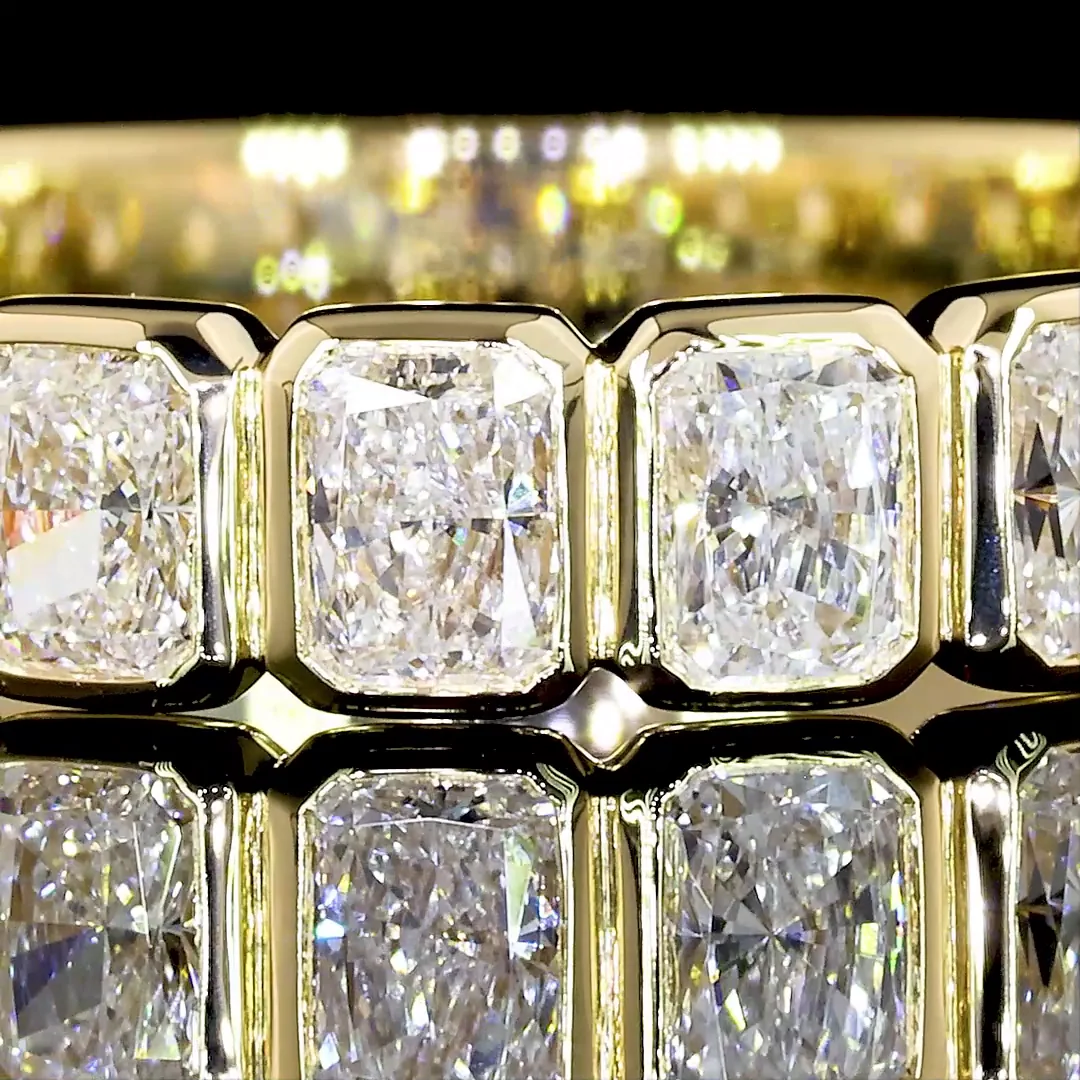 1.34 Cts 14k Yellow Gold Radiant Shape 3/4 Band Eternity Band - Image 2