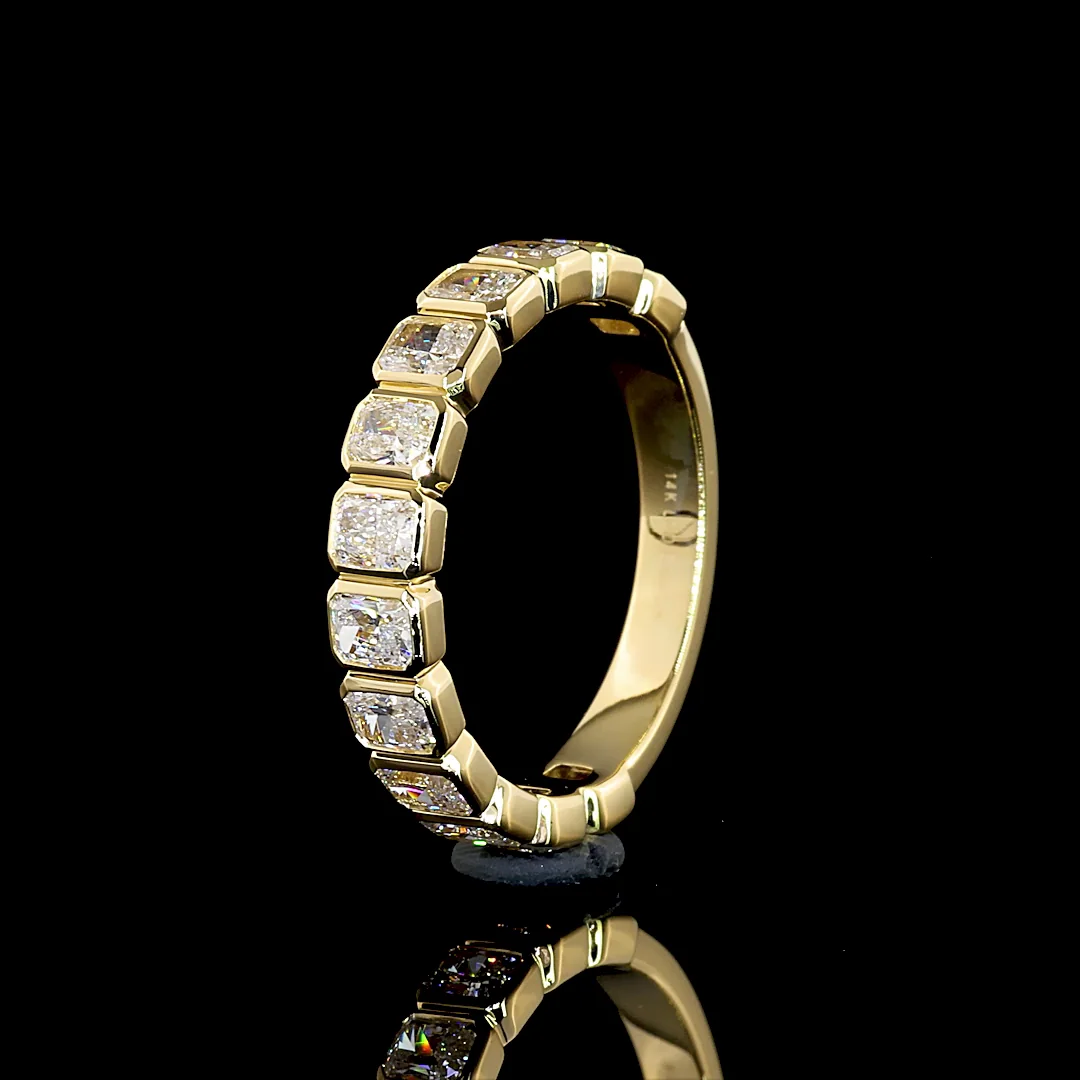 1.34 Cts 14k Yellow Gold Radiant Shape 3/4 Band Eternity Band - Image 4