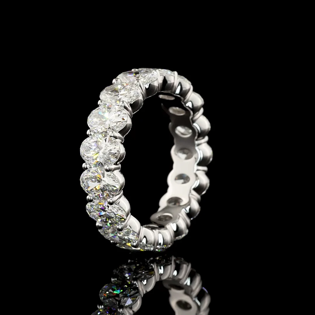 5.02 Cts 14k White Gold Oval Shape Eternity Band Eternity Band - Image 4