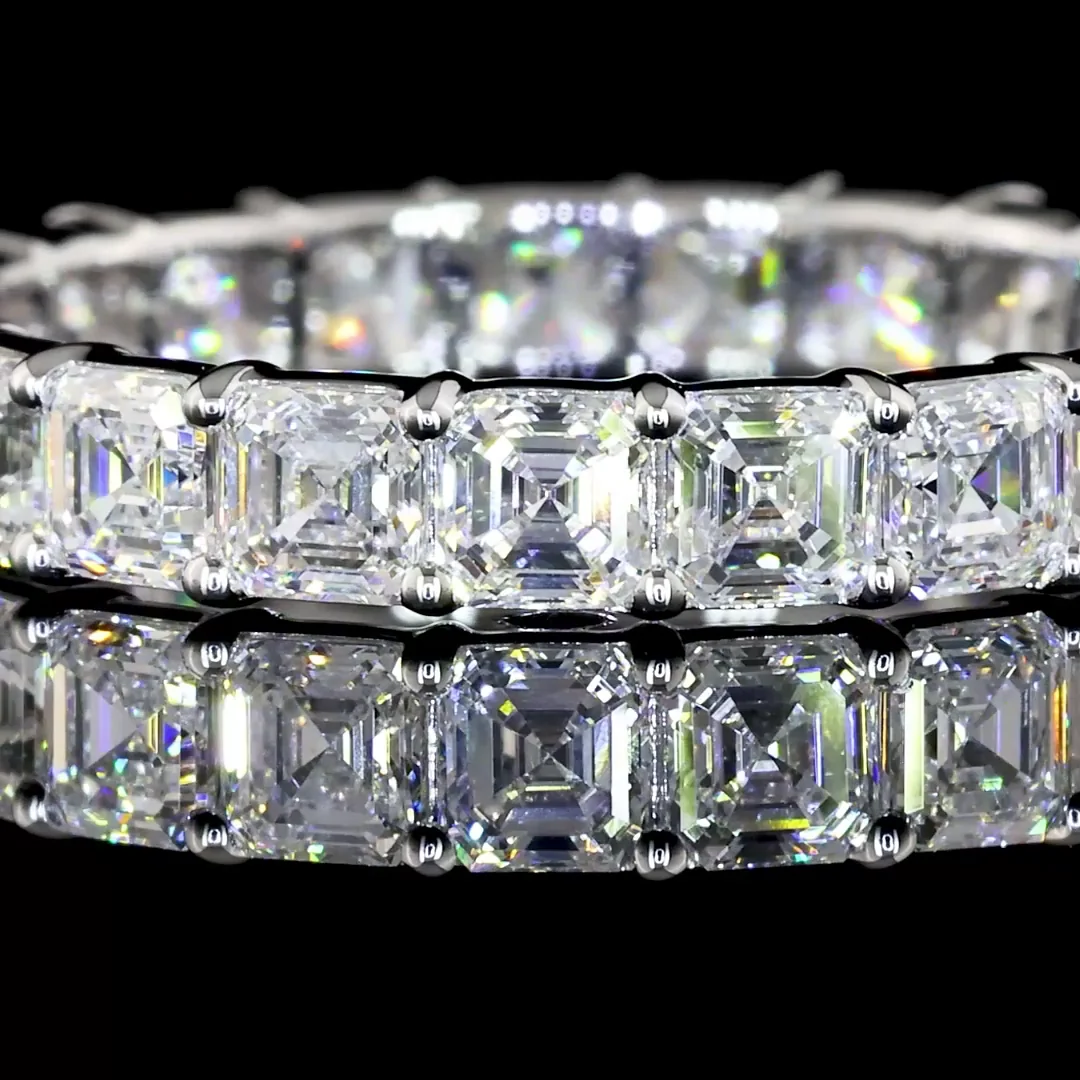 2.85 Cts 14k White Gold Asscher Shape Eternity Band Eternity Band - Image 2